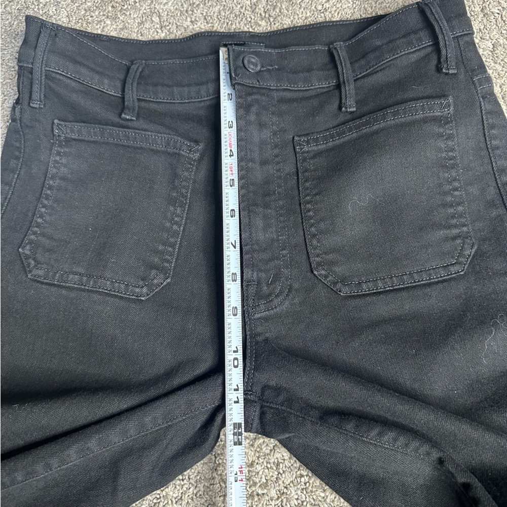MOTHER Patch Pocket Insider Ankle Mid-Rise Crop Flare Jeans 30 10 black pitch - Picture 15 of 15